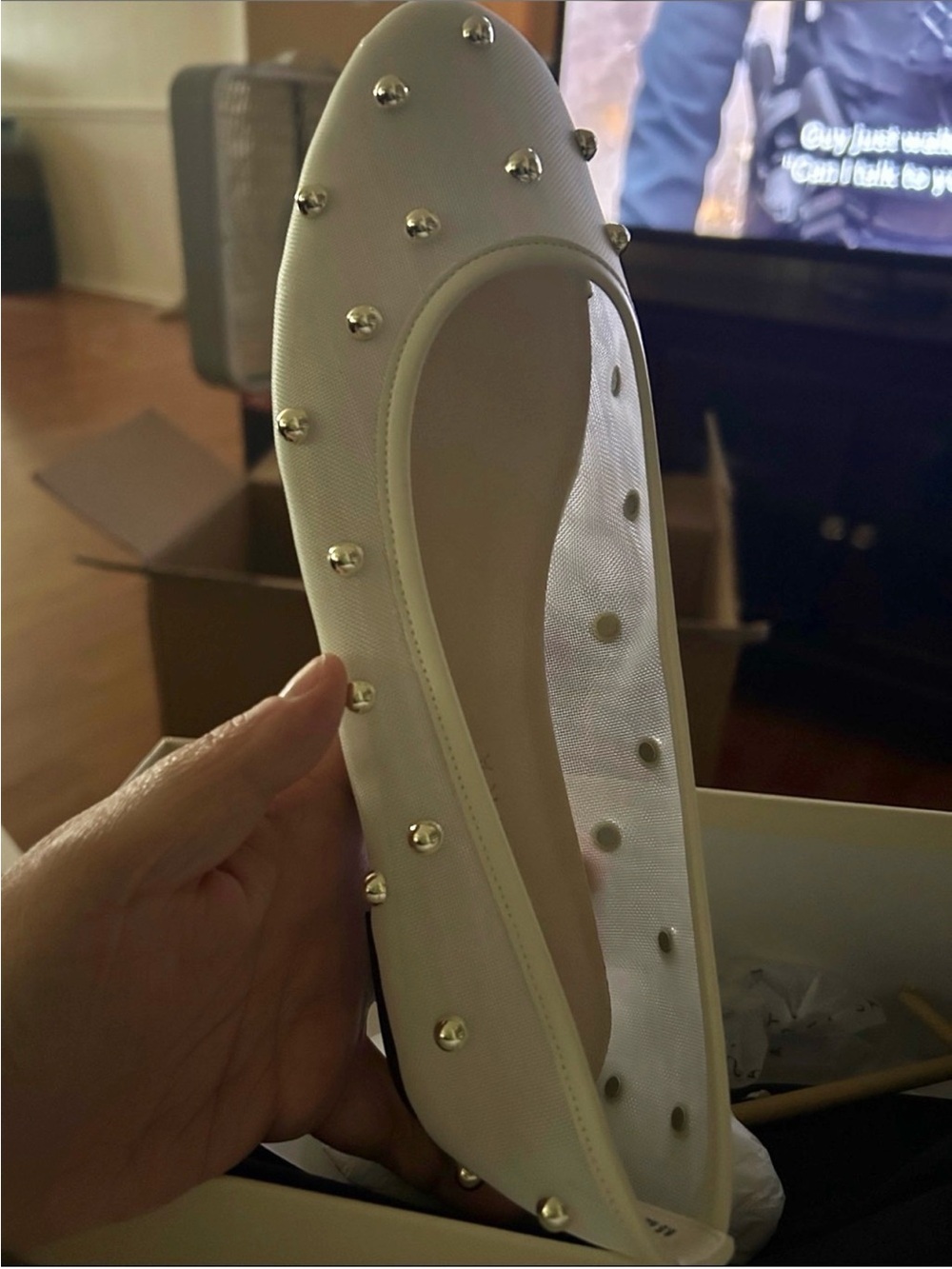 Yosi Samra Cream Mesh Sadie Stud Ballet- new with tags- size 8.5
